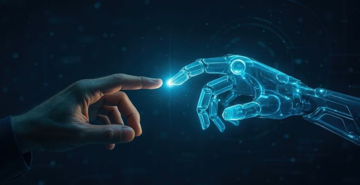 Download premium image of Human-robot connection futuristic technology by audi about wallpaper, robot hand, touching technology, digital, and hd 17679959 (1)